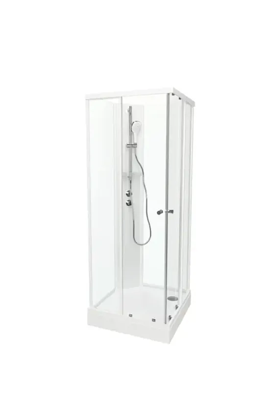 Dusjkabinett SOFIA rett standard 80x80x210cm hvit/hvit