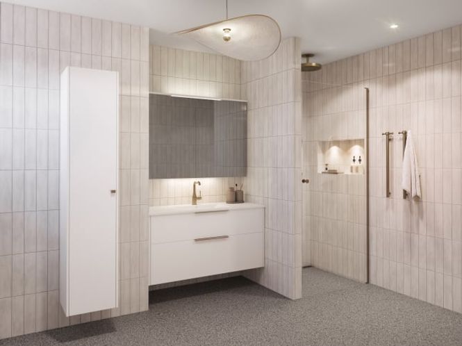 Hovedbilde Fossbad Innovent Hvit 121 cm møbelpakke med ...