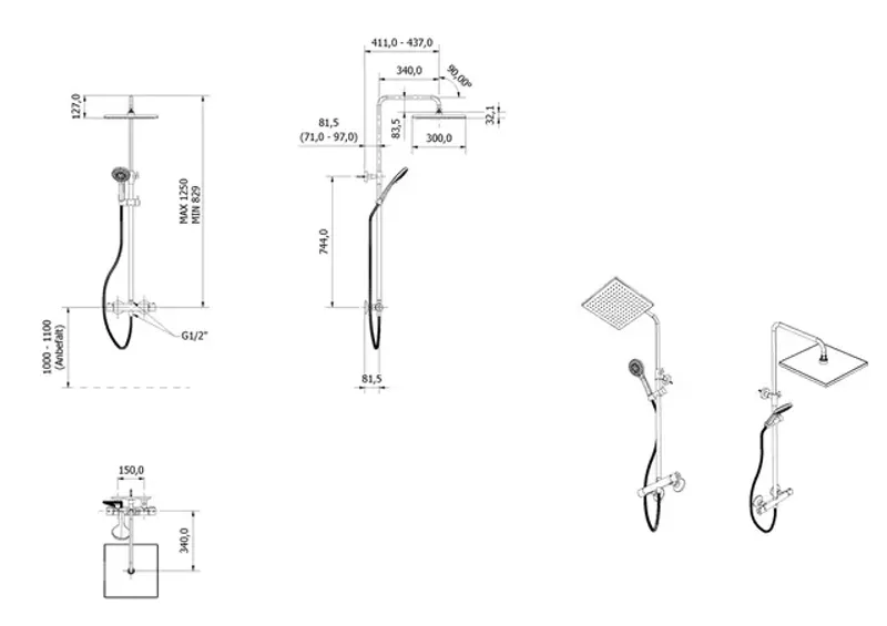 Vikingbad Rainshower rett VILDE krom