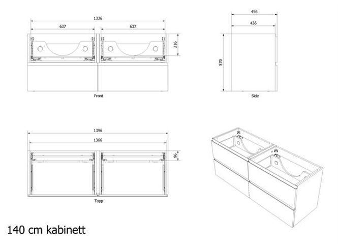 Hovedbilde Vikingbad MIE 140DBL servantskap, fingergrep, ...