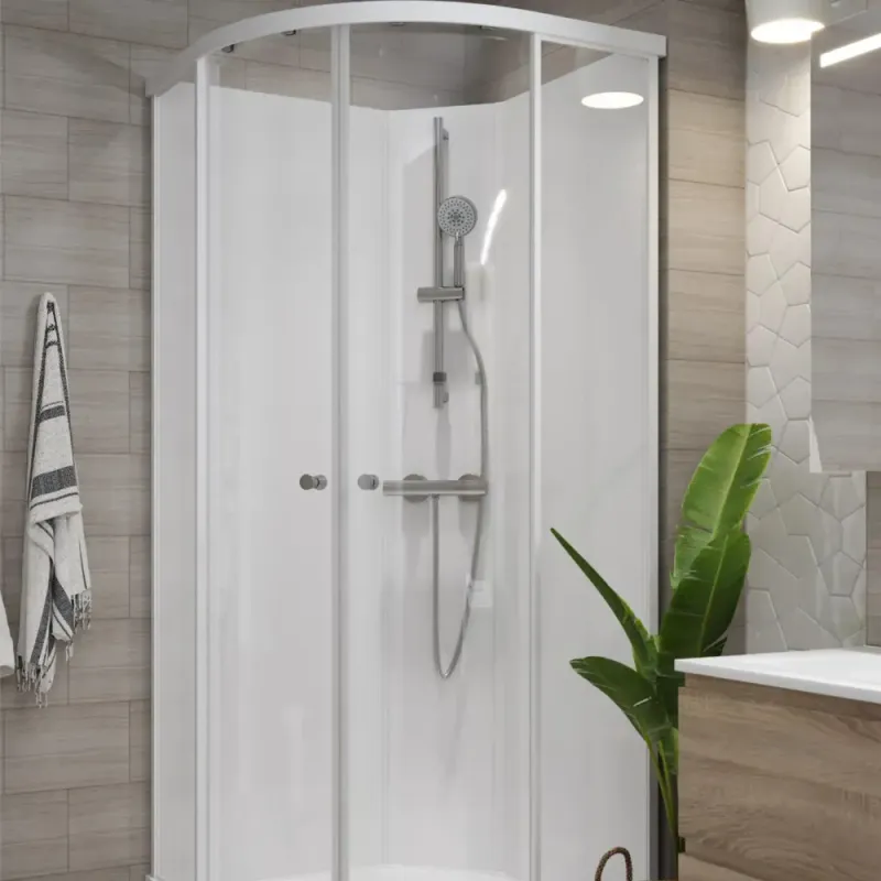 Vikingbad Sofia Dusjkabinett Buet  H210cm Hvite Bakvegger V/H 