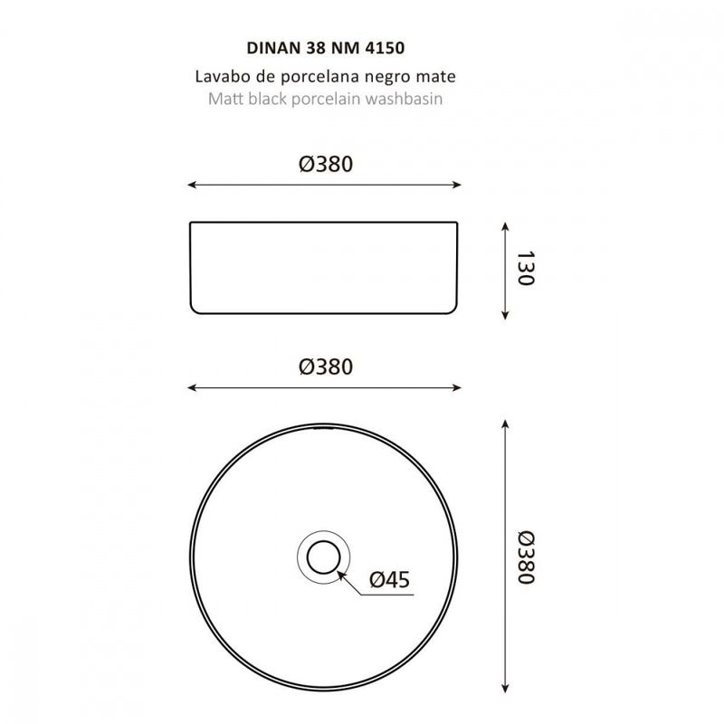 Dinan rund servant, sort matt