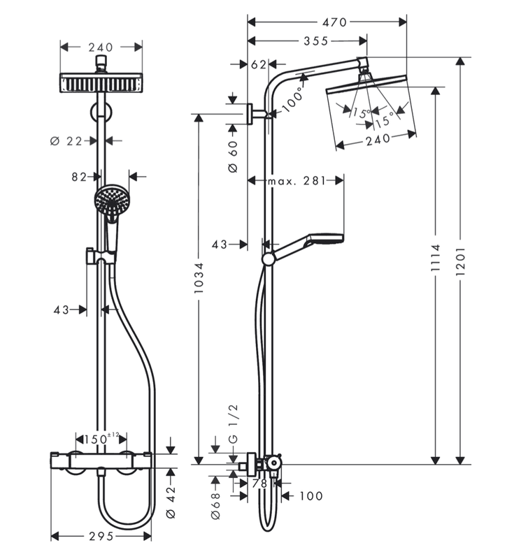 Hansgrohe Crometta E 240 Takdusj firkantet, krom